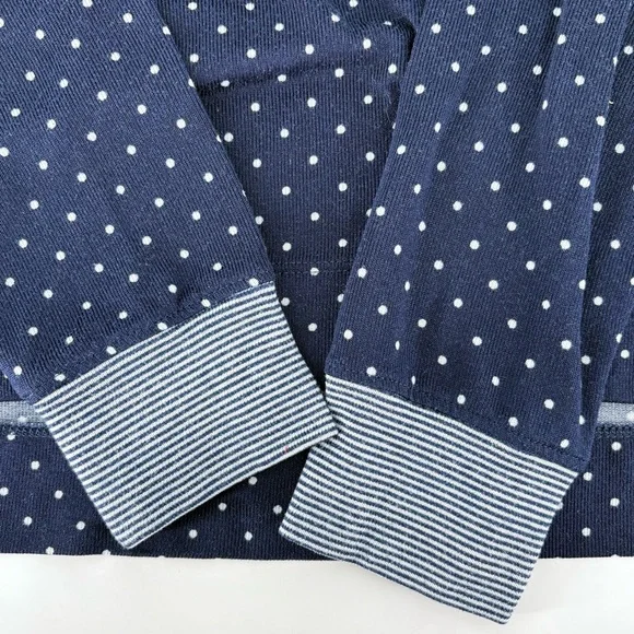 Lauren Ralph Lauren Women's Navy White Polka Dot Long Sleeve and Pants PJ Set - Picture 3 of 16
